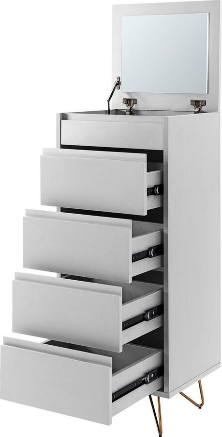 SalesFever Hoge kast Bolton Elegante Schubkastenkommode Spiegel in klepdeksel kast met make-upvak ladekast - Foto 3