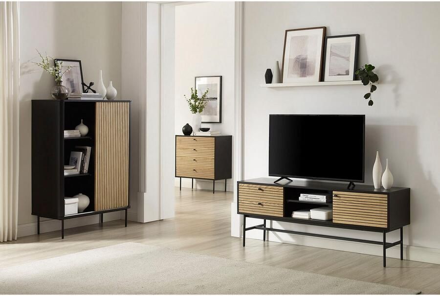 SalesFever Tv-meubel Torsby Stilvolles Lowboard für Ihr Wohnzimmer Commode met 2 kabeldoorvoeren - Foto 4