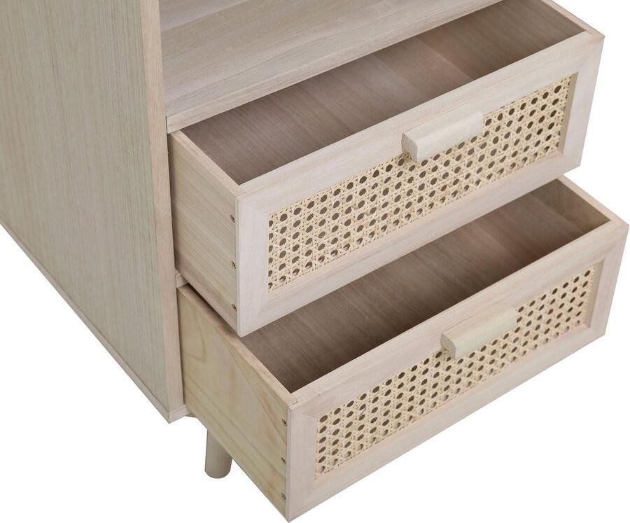 SalesFever Kast Vejle Design-sideboard voor opbergruimte Charmante ladefronten van stijlvol rotan vlechtwerk - Foto 4