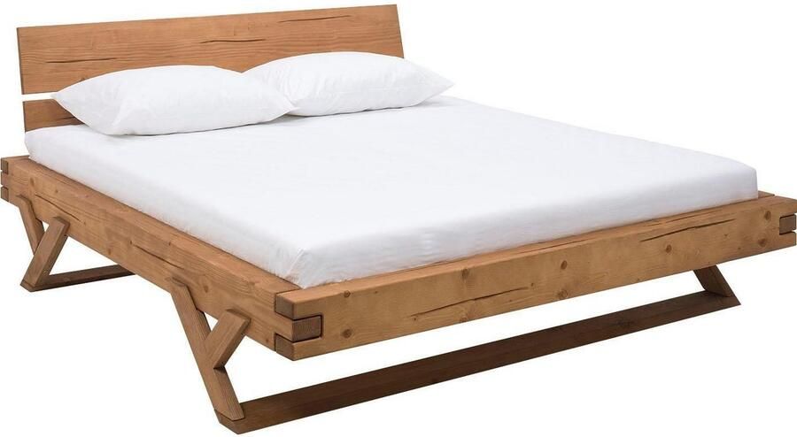 SalesFever Massief houten ledikant Eik: Elegant bed van massief hout Traditie ontmoet modern: uniek balkenbed met Y-poten - Foto 11
