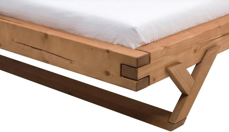 SalesFever Massief houten ledikant Eik: Elegant bed van massief hout Traditie ontmoet modern: uniek balkenbed met Y-poten - Foto 8