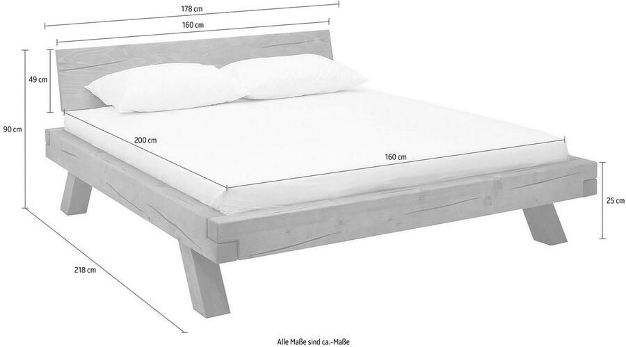 SalesFever Massief houten ledikant Eik Naturbelassenes Massivholzbett Balkenbed in rustieke landelijke look - Foto 9
