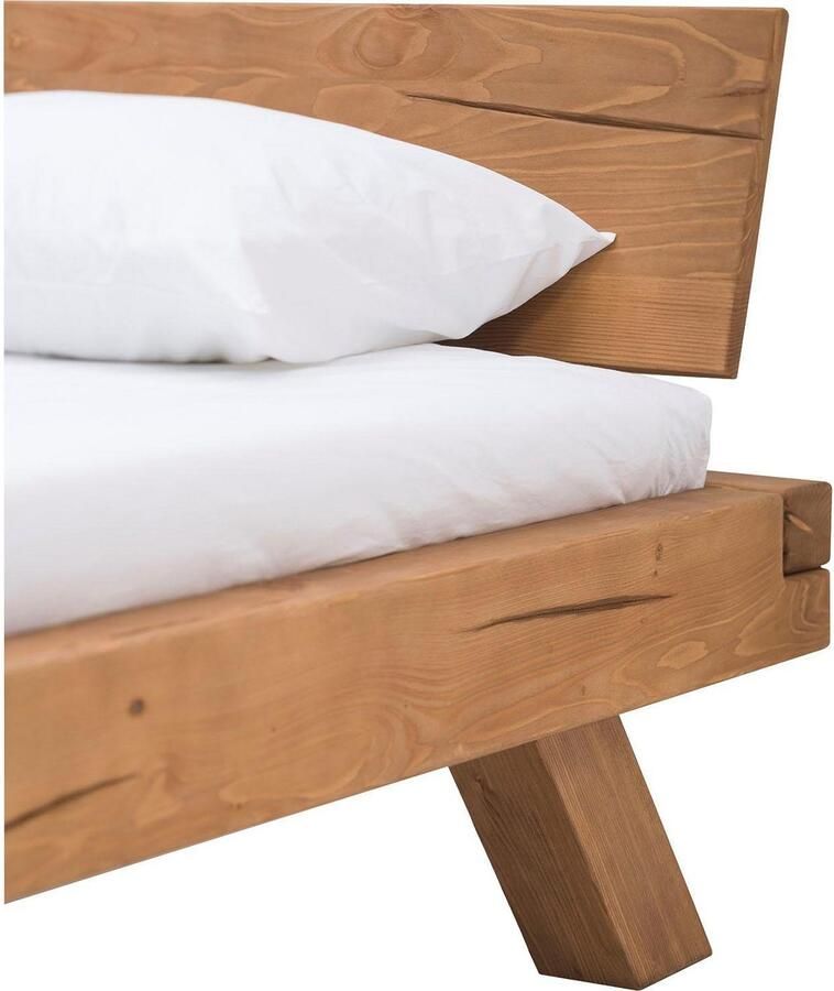SalesFever Massief houten ledikant Eik Naturbelassenes Massivholzbett Balkenbed in rustieke landelijke look - Foto 2