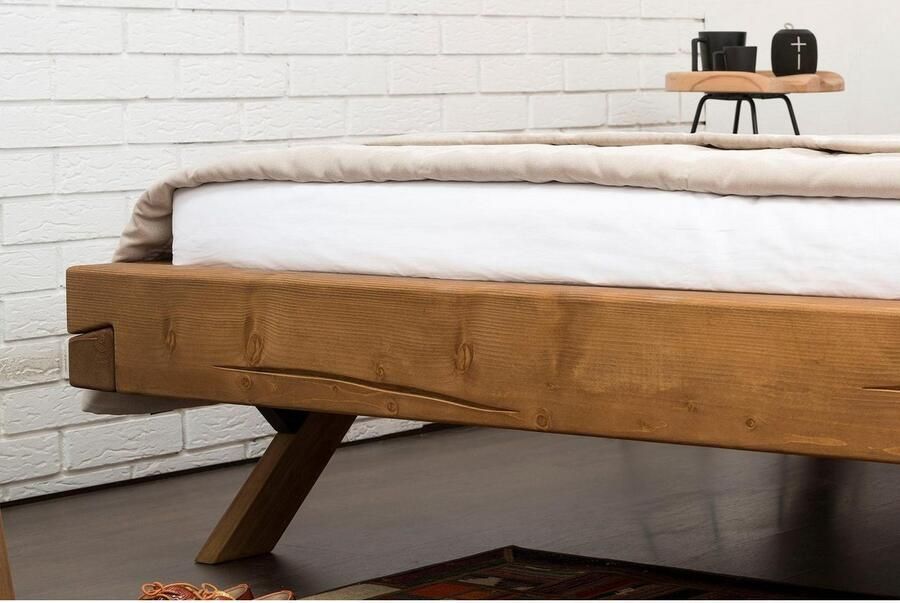 SalesFever Massief houten ledikant Eik Natuurlijk Bed Rustieke elegantie ontmoet moderne vormen uniek balkenbed - Foto 7