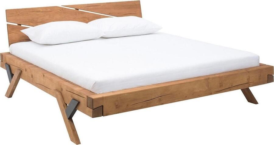 SalesFever Massief houten ledikant Eik Natuurlijk Bed Rustieke elegantie ontmoet moderne vormen uniek balkenbed - Foto 12
