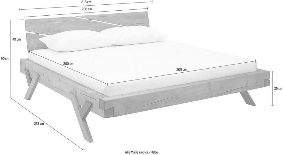 SalesFever Massief houten ledikant Eik Naturbelassenes Massivholzbett - Foto 9
