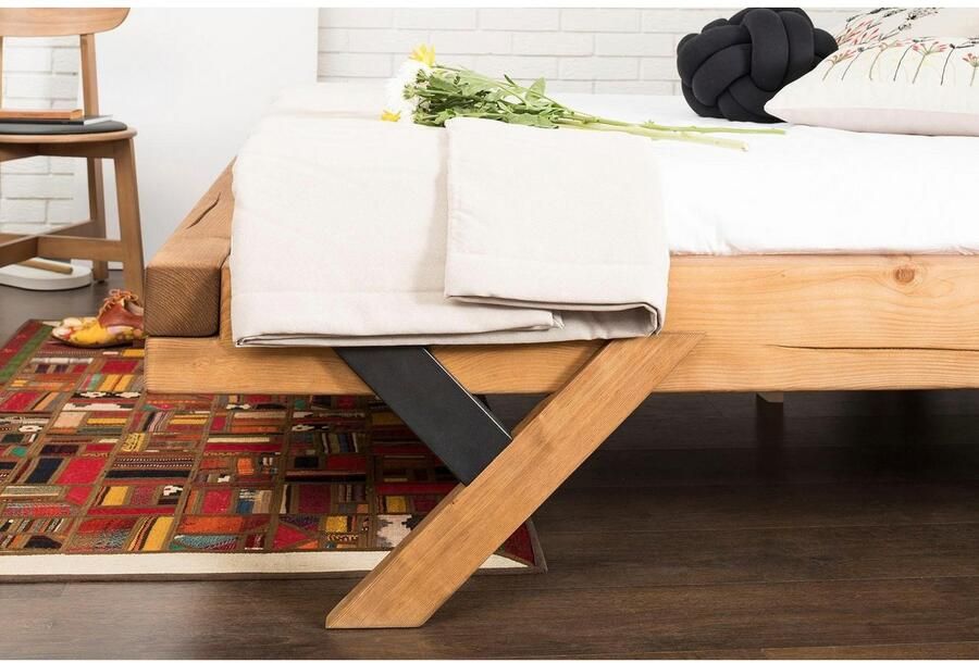SalesFever Massief houten ledikant Eik Natuurlijk Bed Rustieke elegantie ontmoet moderne vormen uniek balkenbed - Foto 3