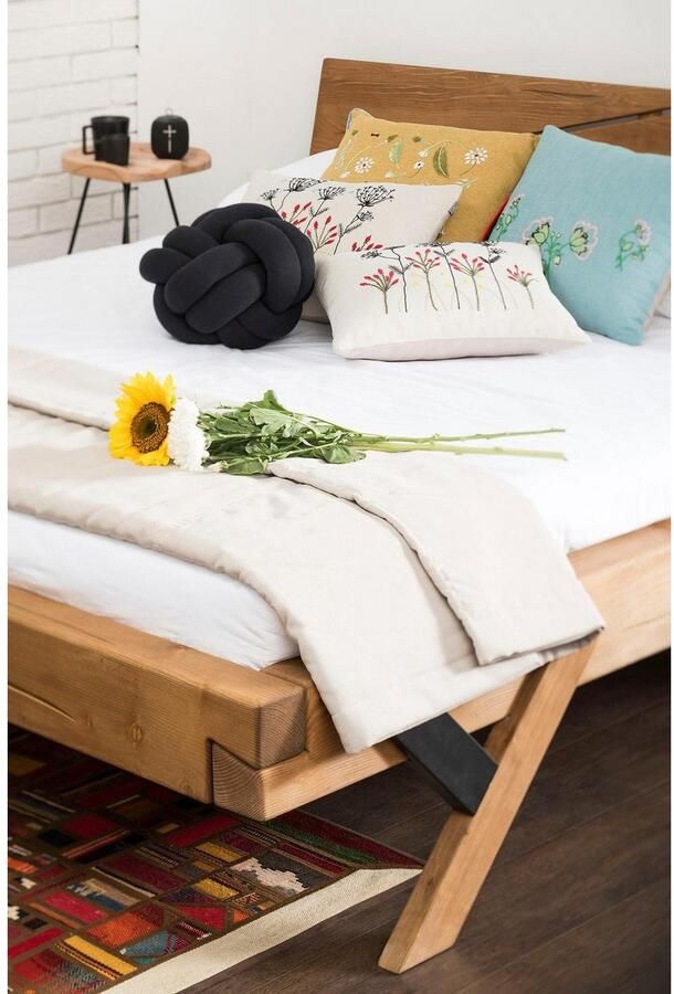 SalesFever Massief houten ledikant Eik Naturbelassenes Massivholzbett - Foto 3