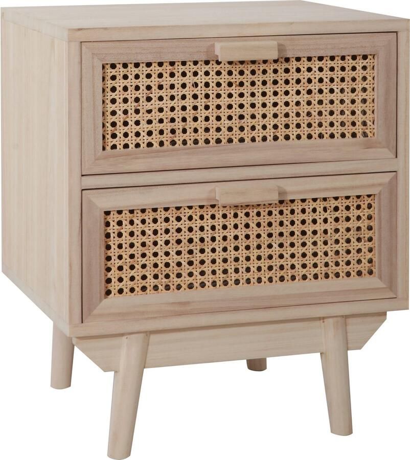 Nachtkastje Freja Rotan MDF Breedte 42 cm Hoogte 50 cm Diepte 36 cm Met lades Met planken Zonder deuren - Foto 4