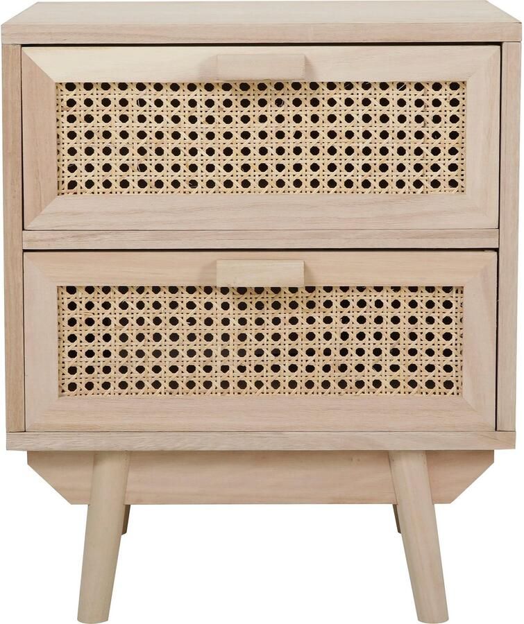 Nachtkastje Freja Rotan MDF Breedte 42 cm Hoogte 50 cm Diepte 36 cm Met lades Met planken Zonder deuren - Foto 5