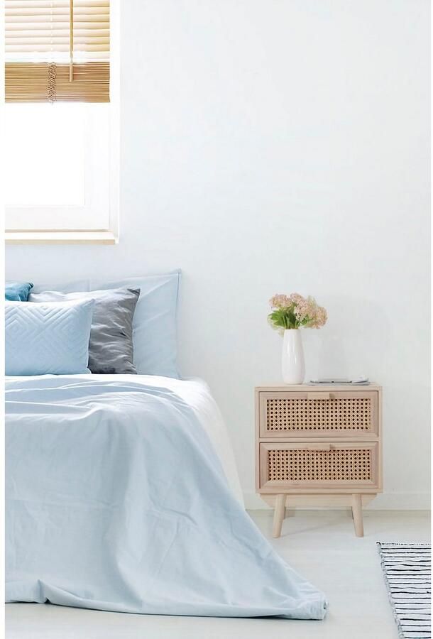 Nachtkastje Freja Rotan MDF Breedte 42 cm Hoogte 50 cm Diepte 36 cm Met lades Met planken Zonder deuren - Foto 7