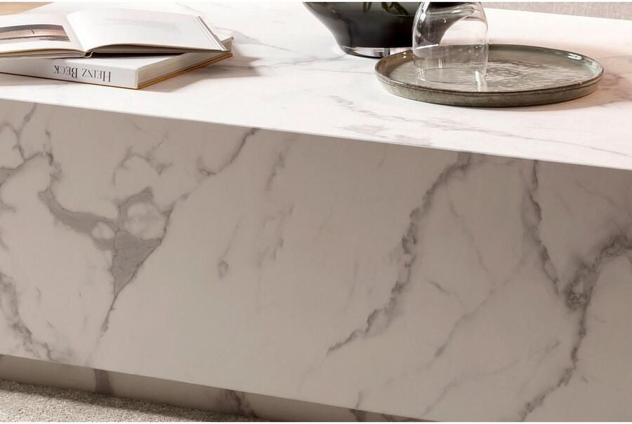 SalesFever Salontafel Almeria Beistelltisch: Stilvoller Couchtisch 120 75 cm rechthoekig 120x75 cm in marmerlook gefolieerd - Foto 4