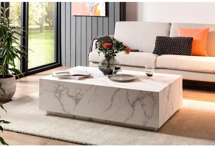 SalesFever Salontafel Almeria Beistelltisch: Stilvoller Couchtisch 120 75 cm rechthoekig 120x75 cm in marmerlook gefolieerd - Foto 2