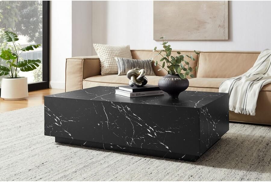 SalesFever Salontafel Almeria Beistelltisch: Stilvoller Couchtisch 120 75 cm rechthoekig 120x75 cm in marmerlook gefolieerd - Foto 2