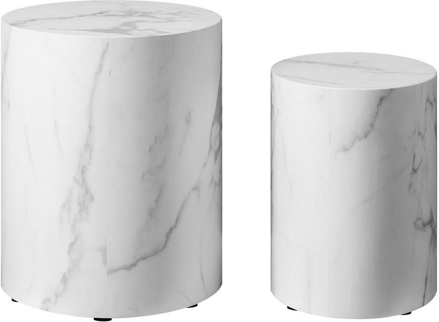 SalesFever Salontafel Almeria Stilvoller Couch- und Beistelltisch ovaal in marmerlook gefolieerd (2 stuks) - Foto 2
