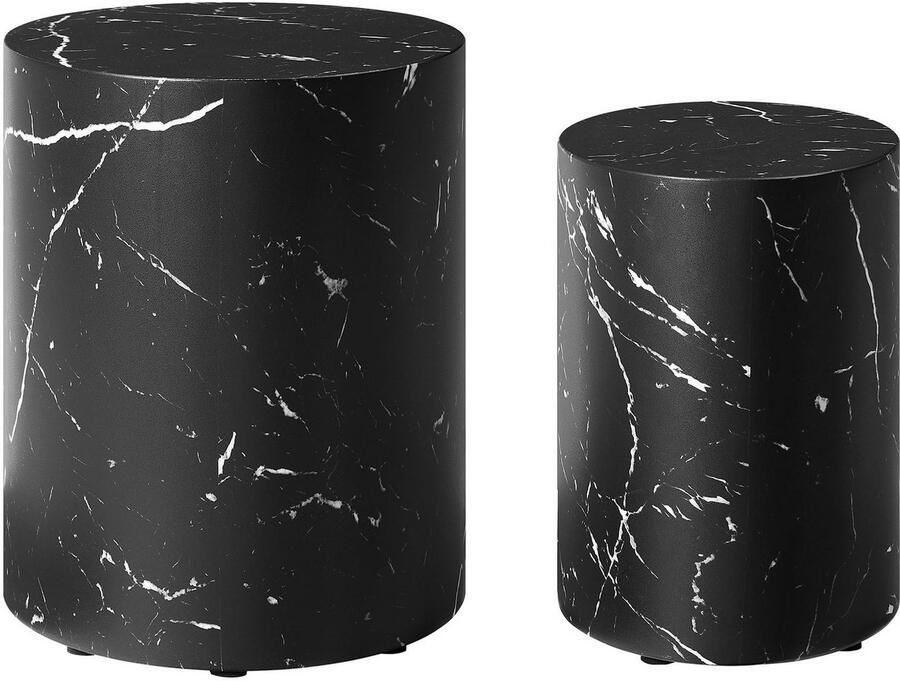 SalesFever Salontafel Almeria Stilvoller Couch- und Beistelltisch ovaal in marmerlook gefolieerd (2 stuks)