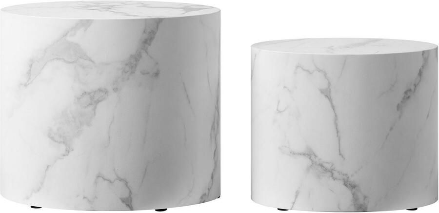 SalesFever Salontafel Almeria Stilvoller Couch- und Beistelltisch ovaal in marmerlook gefolieerd (2 stuks) - Foto 6