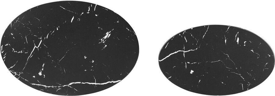 SalesFever Salontafel Almeria Stilvoller Couch- und Beistelltisch ovaal in marmerlook gefolieerd (2 stuks) - Foto 7