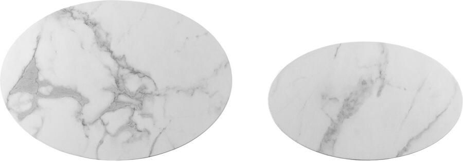 SalesFever Salontafel Almeria Stilvoller Couch- und Beistelltisch ovaal in marmerlook gefolieerd (2 stuks) - Foto 7
