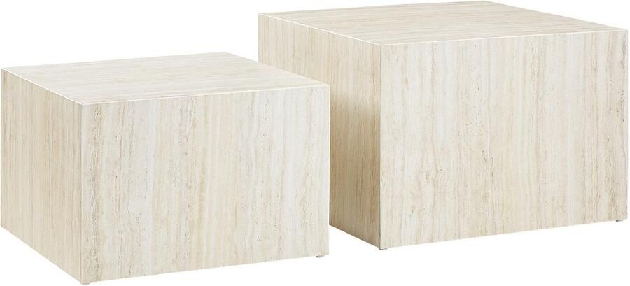 SalesFever Salontafel Almeria stilvoller Couch- und Beistelltisch vierkant in marmerlook gefolieerd (2 stuks) - Foto 3