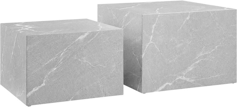 SalesFever Salontafel Almeria stilvoller Couch- und Beistelltisch vierkant in marmerlook gefolieerd (2 stuks) - Foto 3
