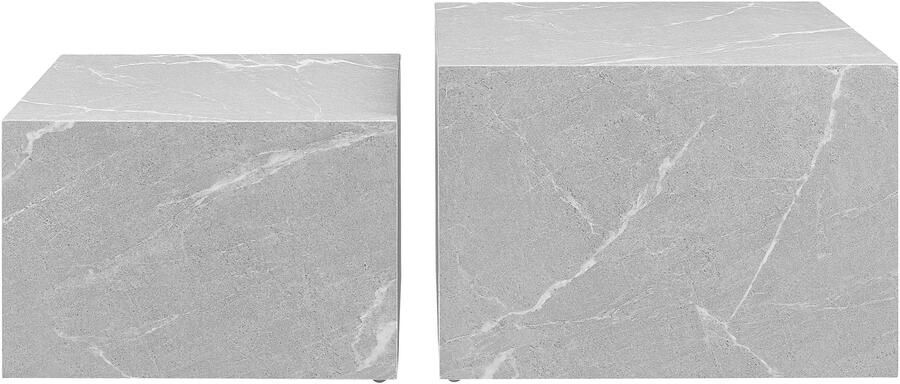 SalesFever Salontafel Almeria stilvoller Couch- und Beistelltisch vierkant in marmerlook gefolieerd (2 stuks) - Foto 2