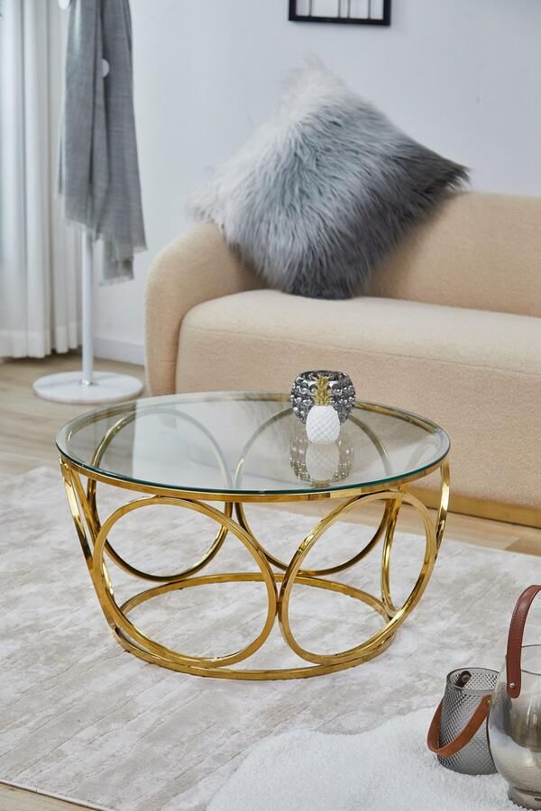 SalesFever Salontafel Couchtisch im eleganten Stil met designframe van roestvrij staal - Foto 11