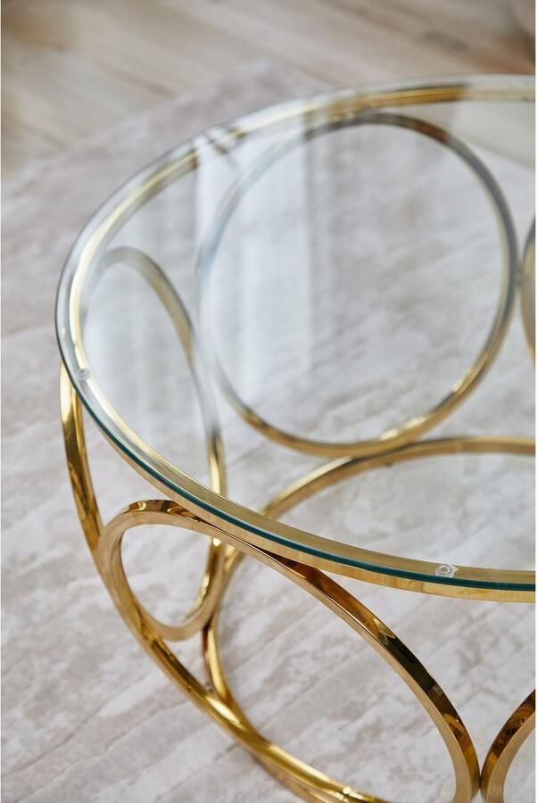 SalesFever Salontafel Couchtisch im eleganten Stil met designframe van roestvrij staal - Foto 9