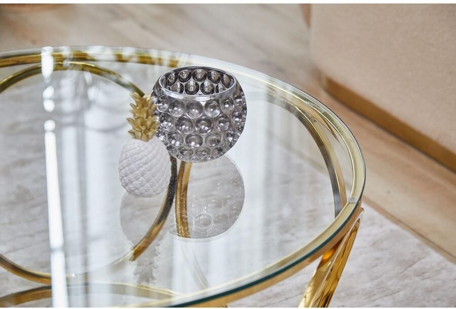 SalesFever Salontafel Couchtisch im eleganten Stil met designframe van roestvrij staal - Foto 4