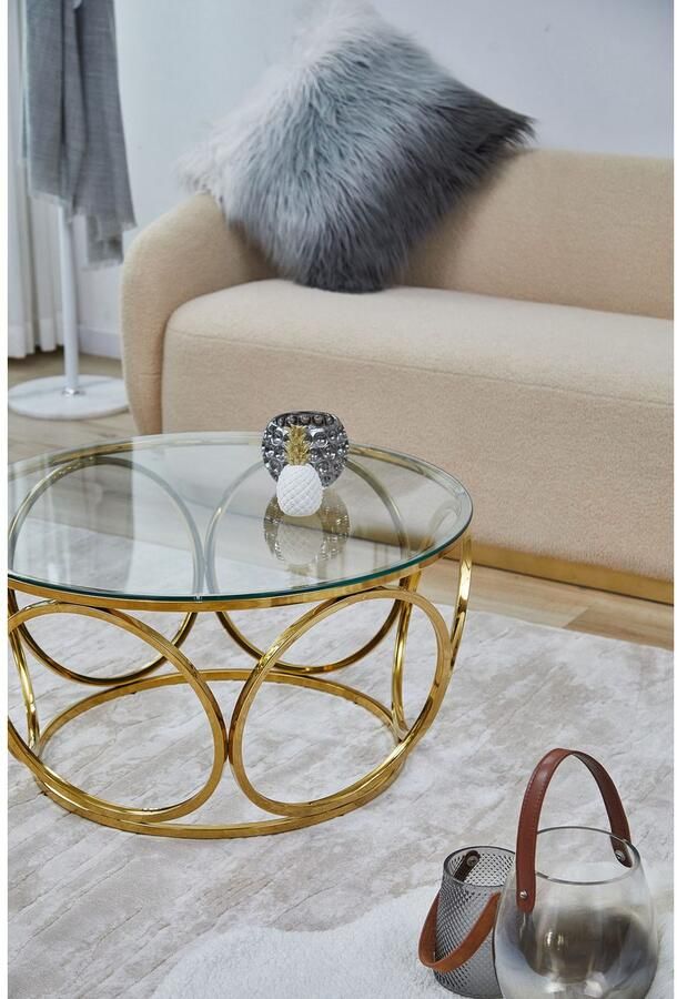 SalesFever Salontafel Couchtisch im eleganten Stil met designframe van roestvrij staal - Foto 5