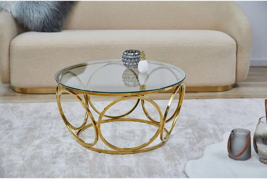 SalesFever Salontafel Couchtisch im eleganten Stil met designframe van roestvrij staal - Foto 7