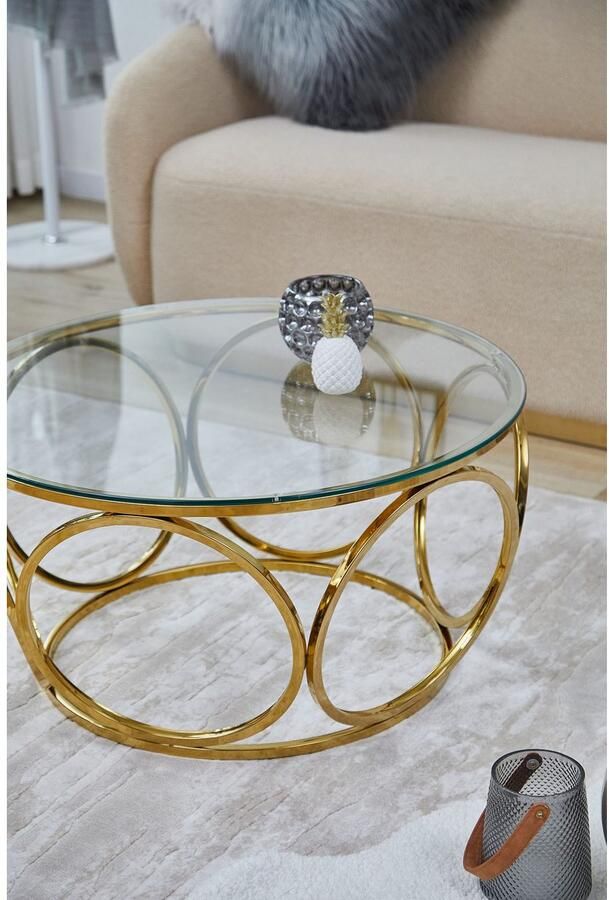 SalesFever Salontafel Couchtisch im eleganten Stil met designframe van roestvrij staal - Foto 6