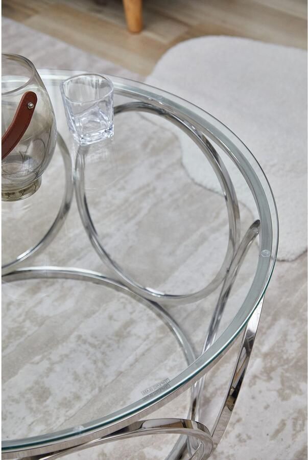 SalesFever Salontafel Couchtisch im eleganten Stil met designframe van roestvrij staal - Foto 7