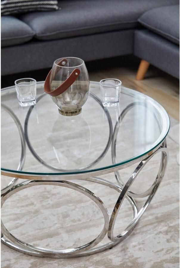 SalesFever Salontafel Couchtisch im eleganten Stil met designframe van roestvrij staal - Foto 6