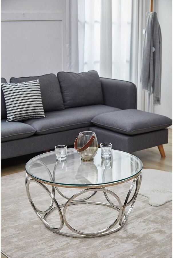 SalesFever Salontafel Couchtisch im eleganten Stil met designframe van roestvrij staal - Foto 5