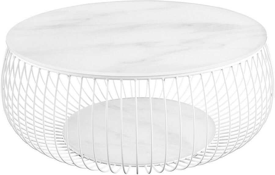 SalesFever Salontafel Couchtisch im minimalistischen Stil 10 mm dikke helder glazen plaat met marmerprint - Foto 4