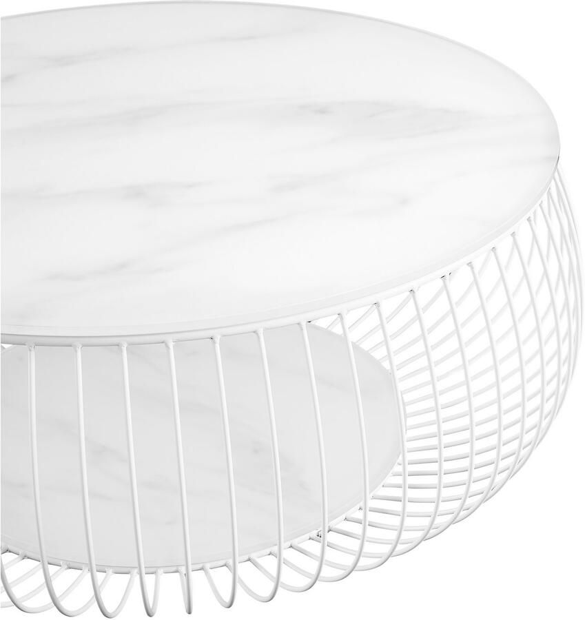 SalesFever Salontafel Couchtisch im minimalistischen Stil 10 mm dikke helder glazen plaat met marmerprint - Foto 2