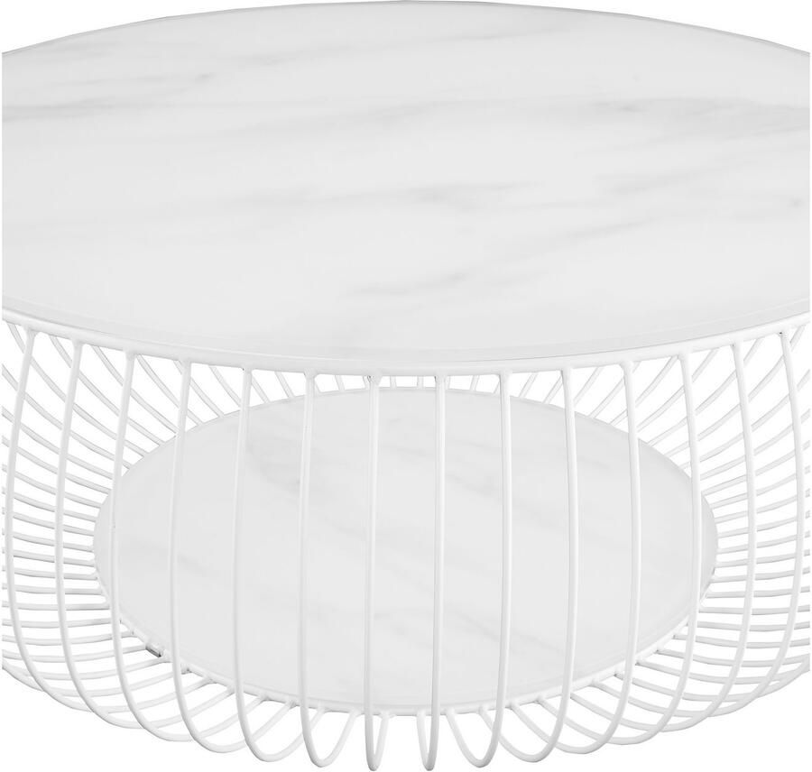 SalesFever Salontafel Couchtisch im minimalistischen Stil 10 mm dikke helder glazen plaat met marmerprint