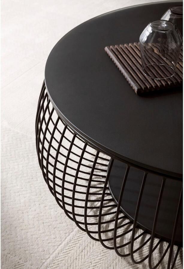 SalesFever Salontafel Couchtisch im minimalistischen Stil 10 mm dikke helder glazen plaat met marmerprint - Foto 2