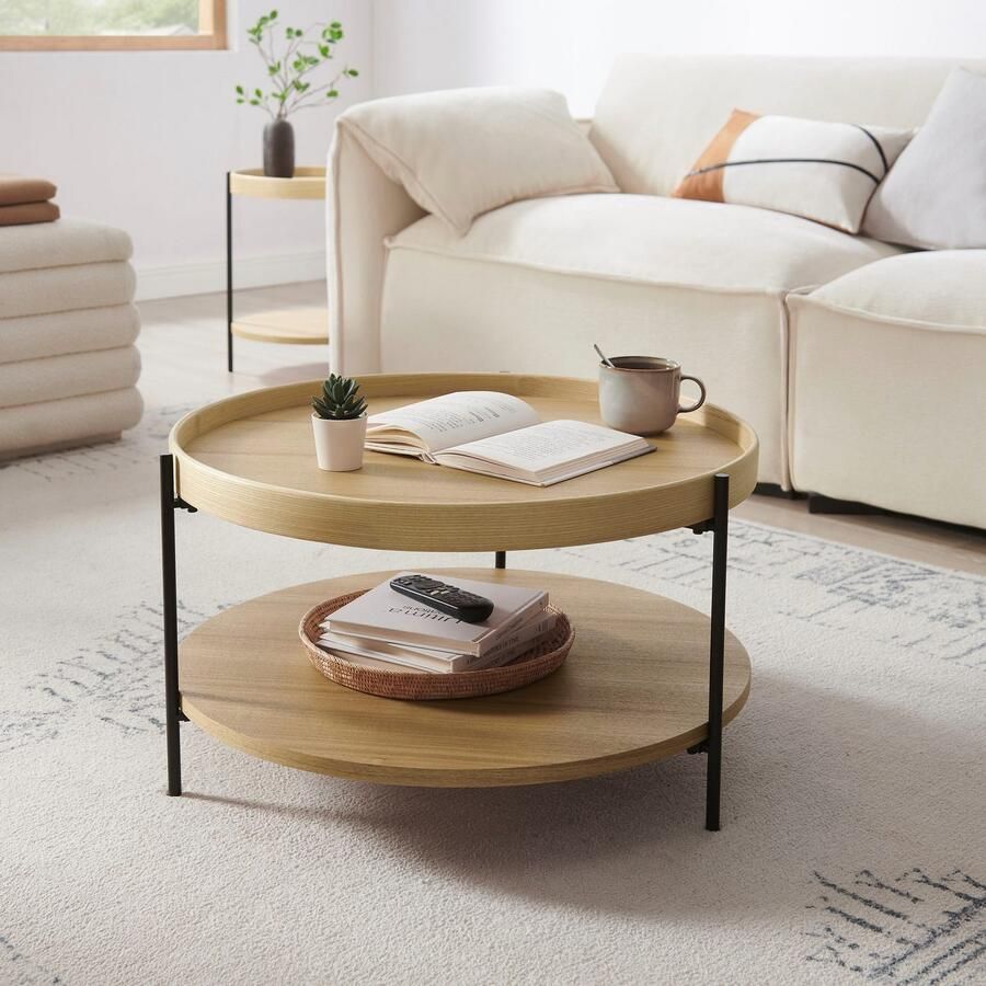 SalesFever Salontafel Couchtisch im stilvollen Look met 2 planken (1 stuk)