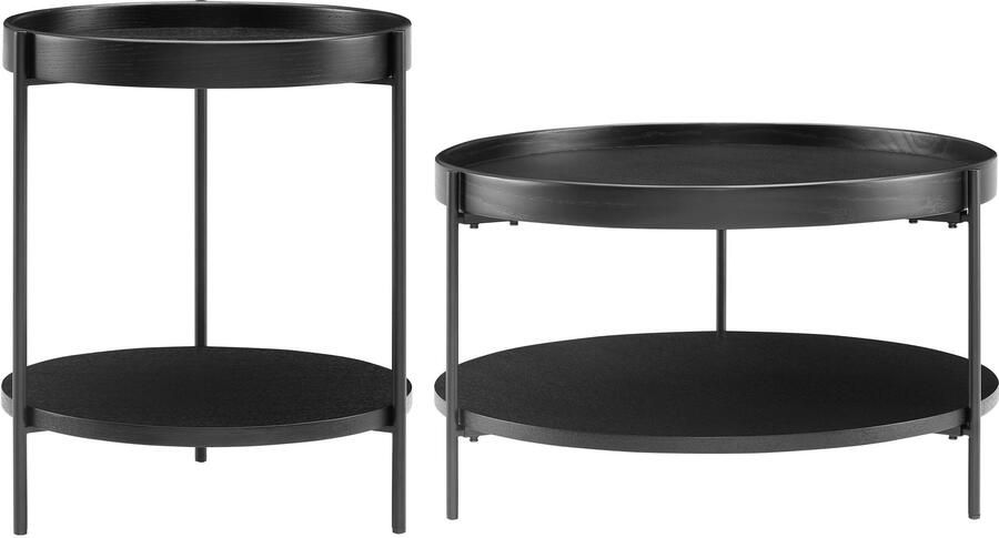 SalesFever Salontafel Couchtisch in stilvoller Optik met elk 2 opbergruimtes (set 2 stuks) - Foto 8