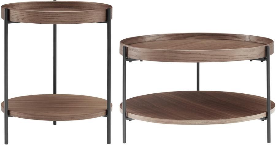 SalesFever Salontafel Couchtisch in stilvoller Optik met elk 2 opbergruimtes (set 2 stuks) - Foto 7