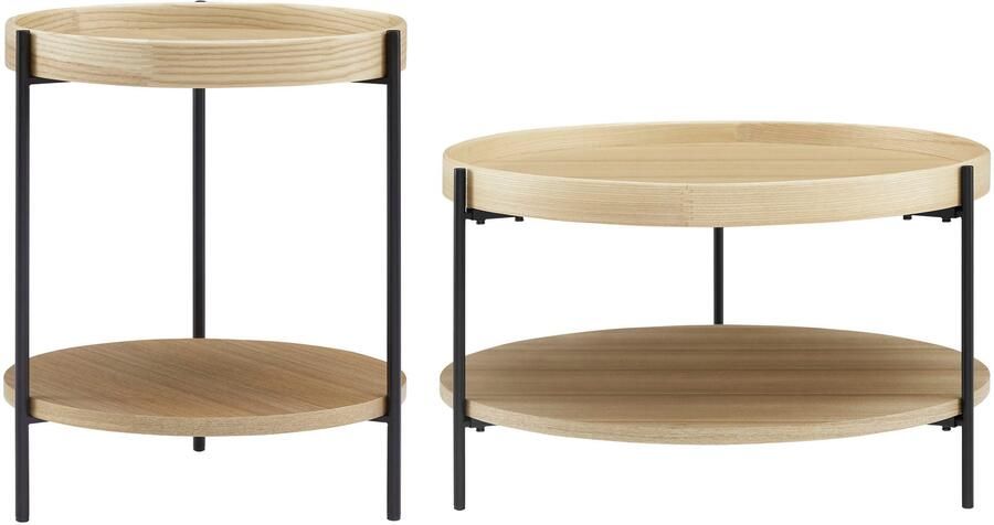 SalesFever Salontafel Couchtisch in stilvoller Optik met elk 2 opbergruimtes (set 2 stuks) - Foto 7