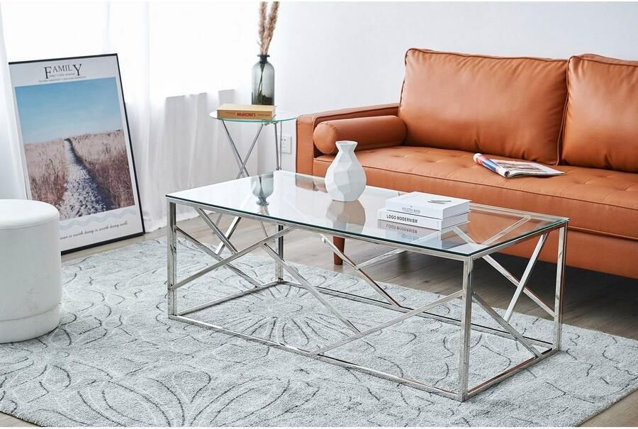 SalesFever Salontafel met stijlvolle elegantie Roestvrijstalen frame: robuust roestvrij en stijlvol - Foto 9