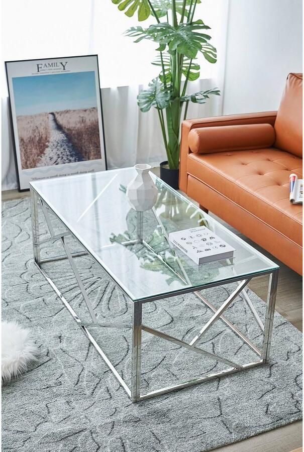 SalesFever Salontafel Couchtisch mit stilvoller Eleganz Frame gemaakt van roestvrij edelstaal - Foto 6