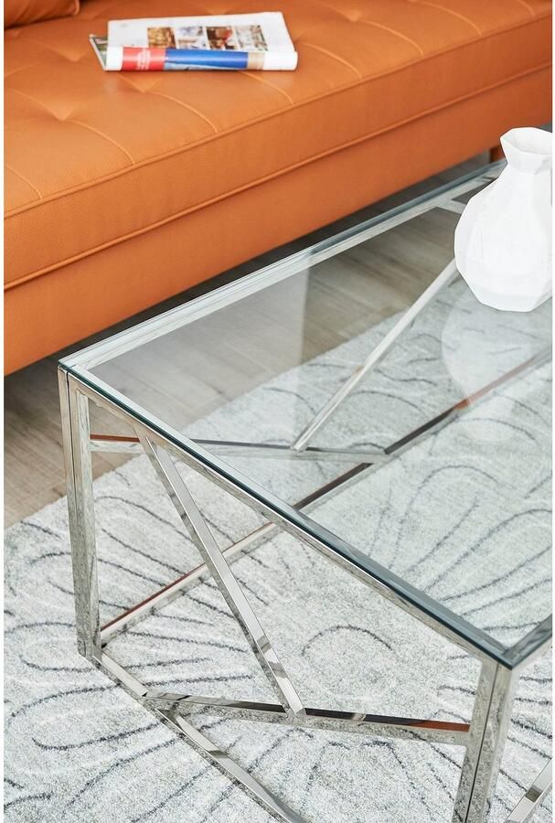 SalesFever Salontafel Couchtisch mit stilvoller Eleganz Frame gemaakt van roestvrij edelstaal - Foto 5