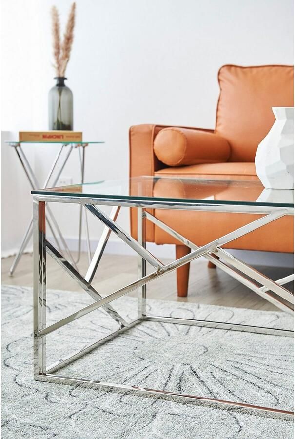 SalesFever Salontafel Couchtisch mit stilvoller Eleganz Frame gemaakt van roestvrij edelstaal - Foto 7