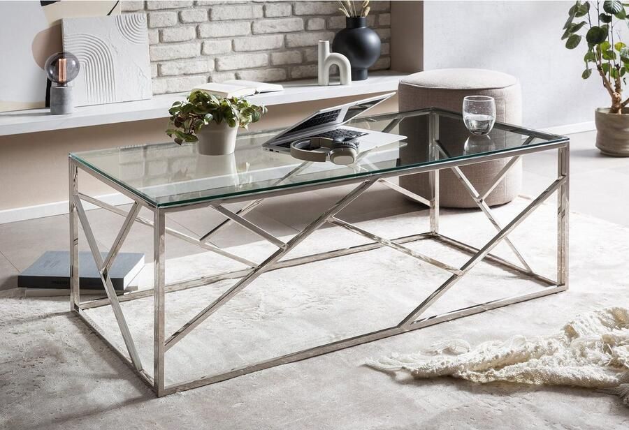 SalesFever Salontafel met stijlvolle elegantie Roestvrijstalen frame: robuust roestvrij en stijlvol - Foto 3