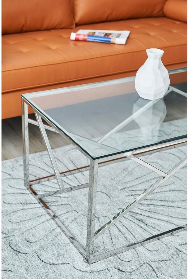 SalesFever Salontafel Couchtisch mit stilvoller Eleganz Frame gemaakt van roestvrij edelstaal - Foto 4