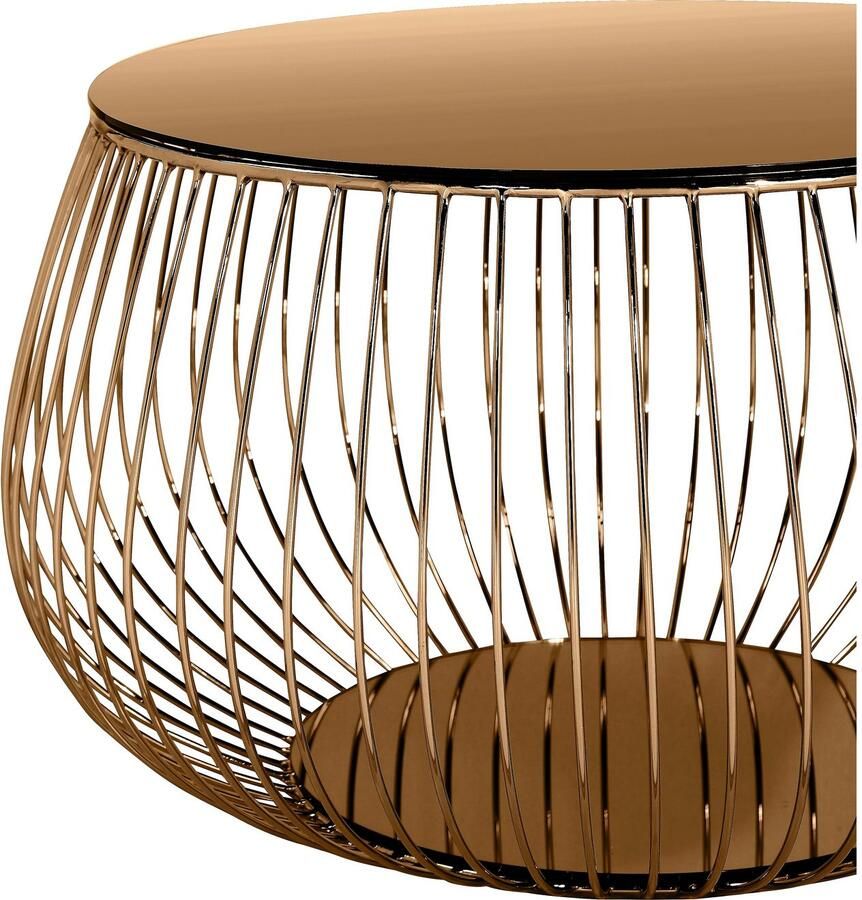 SalesFever Salontafel Couchtisch: Stilvolle Wohnzimmer-Ergänzung Blad van kristalglas met marmerprint of rozegoudkleur - Foto 2